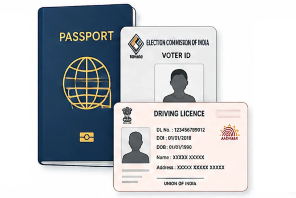 Aadhaar Card / Passport / Voter ID / Driving License Aadhaar Card / Passport / Voter ID / Driving License