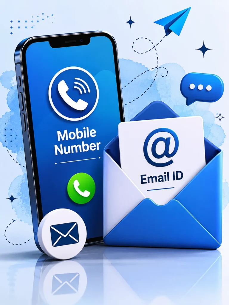 Mobile number and email ID Mobile number and email ID