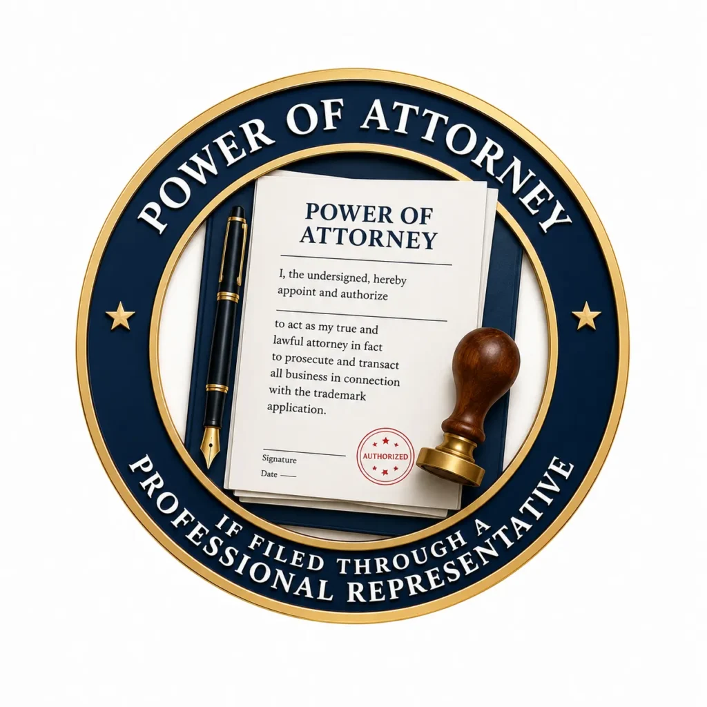 Power of Attorney, if filed through a professional representative Power of Attorney, if filed through a professional representative